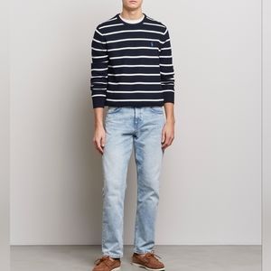 Polo Ralph Lauren Striped Pima Cotton Sweater in Navy Blue size XL
